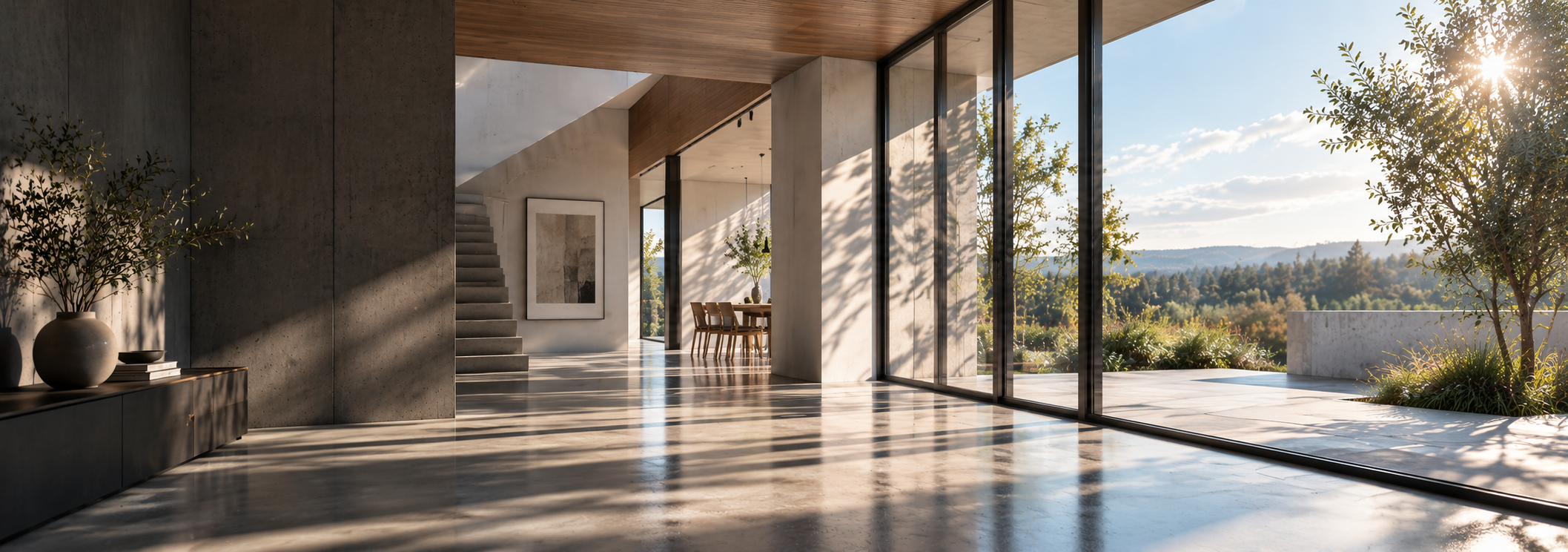 Architektonischer Wohnraum mit natürlichem Tageslicht