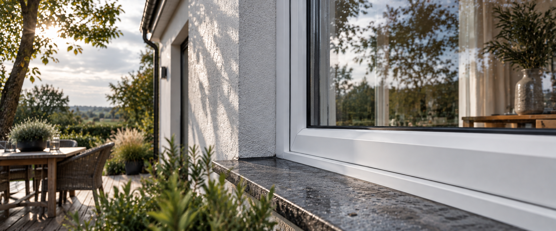 Hochwertiges modernes Fenstersystem in architektonischem Umfeld