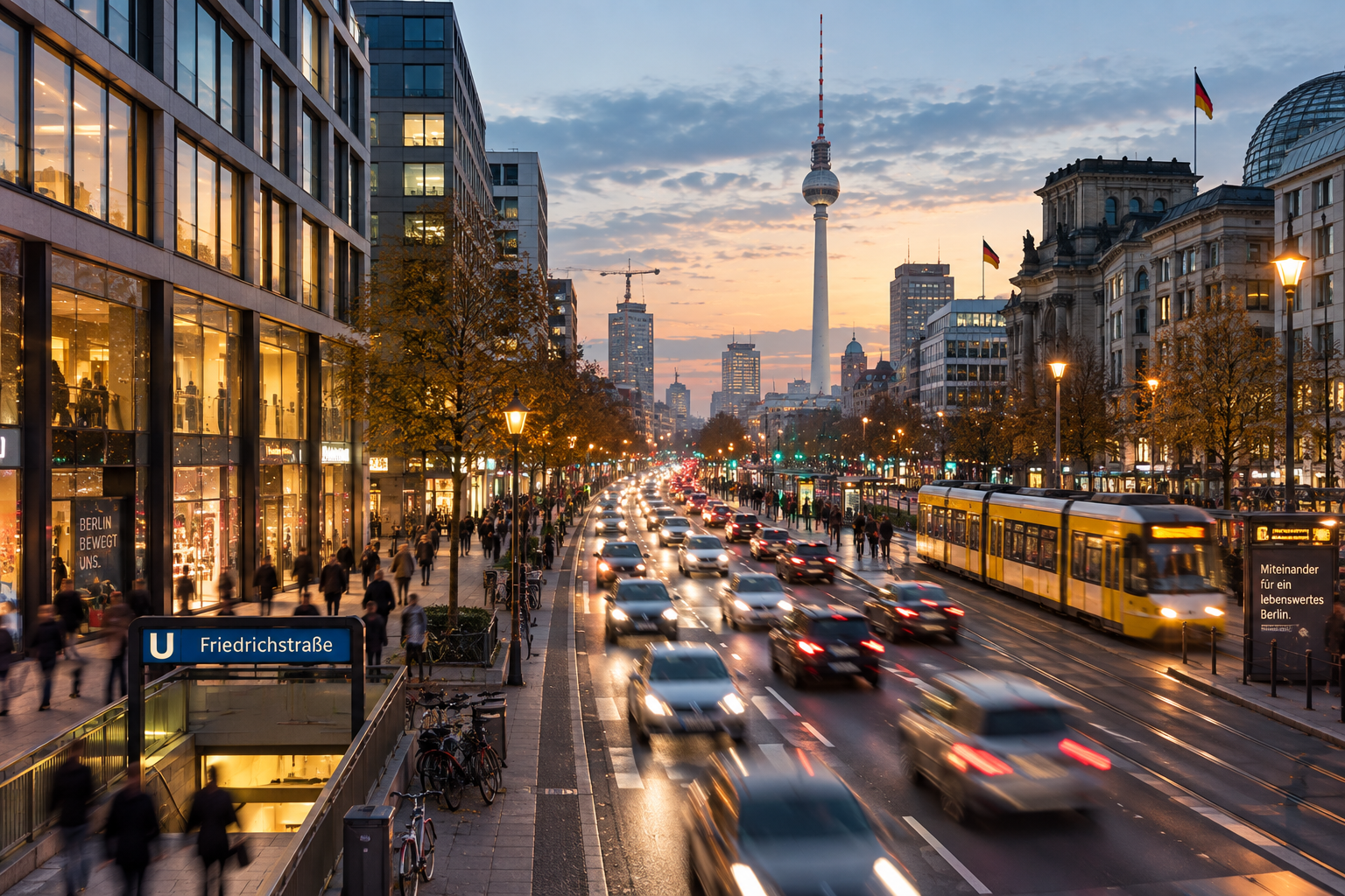 Städtische Umgebung mit Straßenverkehr und urbaner Geräuschkulisse