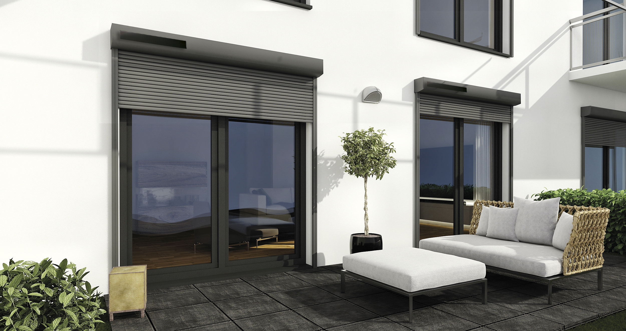 SOLAR-POWER Rollladen an einer modernen Terrasse